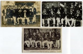 M.C.C. tour of Australia 1903-04. Three various team postcards from the tour, one sepia, two mono,