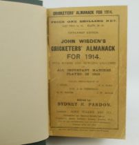 Wisden Cricketers’ Almanack 1914. 51st edition. Bound in dark green boards, with original paper