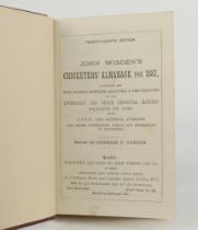 Wisden Cricketers’ Almanack 1887. 24th edition. Bound in maroon boards, lacking original paper