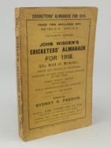 Wisden Cricketers’ Almanack 1918. 55th edition. Original paper wrappers. Some general wear to