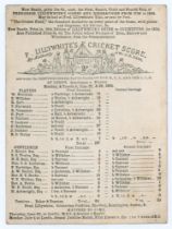 ‘Gentlemen v. Players’ 1864 and 1865. Early early original double sided scorecard for Gentlemen v