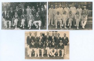 Kent team postcards 1927-1929. Three mono/ sepia real photograph postcards of Kent teams with