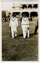 Leveson-Gower XI v All India, Scarborough 1936. Mono real photograph postcard of Jahangir Khan and