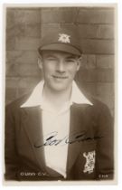 George Vernon Gunn. Nottinghamshire 1928-1950. Sepia real photograph postcard of Gunn, half
