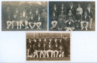 Nottinghamshire team postcards 1924 and 1928. Three mono real photograph postcards of