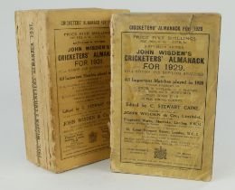 Wisden Cricketers’ Almanack 1929 and 1931. 66th & 68th editions. Original paper wrappers. Both