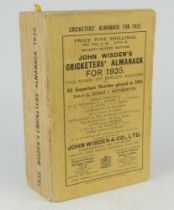 Wisden Cricketers’ Almanack 1935. 72nd edition. Original paper wrappers. Some light wear to wrappers
