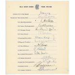 M.C.C. tour of West Indies 1959/60. Official autograph sheet with printed title and players’