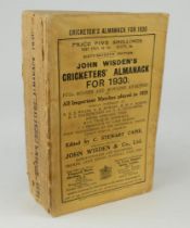 Wisden Cricketers’ Almanack 1930. 67th edition. Original paper wrappers. Some breaking to spine