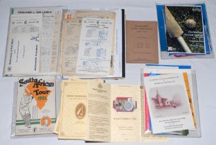 Cricket books, programmes, scorecards etc. Box comprising a selection of ephemera with