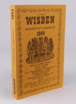 Wisden Cricketers’ Almanack 1944. Willows softback reprint (2000) in softback covers. Un-numbered