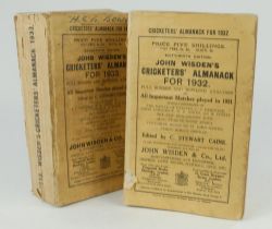 Wisden Cricketers’ Almanack 1932 and 1933. 69th & 70th edition. Original paper wrappers. The 1932