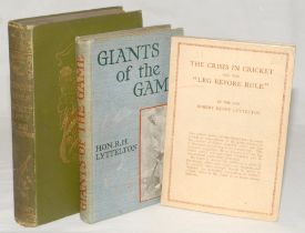 Hon. R.H. Lyttelton. Three titles, including two first edition hardbacks in original cloth