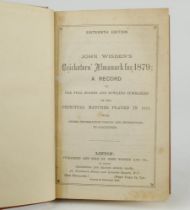 Wisden Cricketers’ Almanack 1879. 16th edition. Bound in brown boards, lacking original paper