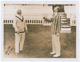 Ronnie Aird and Baron Ebbisham 1932. Original sepia press photograph of the captains, Aird and