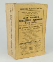 Wisden Cricketers’ Almanack 1934. 71st edition. Original paper wrappers. Some light foxing to