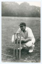 William Howard Vincent ‘Hopper’ Levett. Original mono real photograph postcard of Levett crouched in