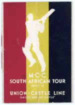 ‘Visit of the M.C.C. Test Team to South Africa 1930/31. ‘Union Castle Line. R.M.S. Edinburgh