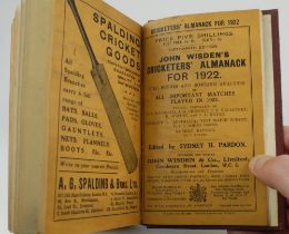 Wisden Cricketers’ Almanack 1922. 59th edition. Bound in maroon boards, with original wrappers, with