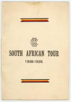 M.C.C. tour of South Africa 1938/39. ‘Timeless Test Series’. ‘South African Tour 1938-1939’.