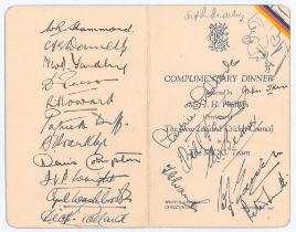 M.C.C. tour to New Zealand 1946/47. Official menu for the ‘Complimentary Dinner’ given by the New