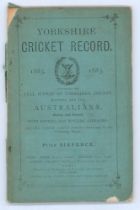 ‘Yorkshire Cricket Record 1883’. Rare second year of issue. Printed and published by Fletcher &