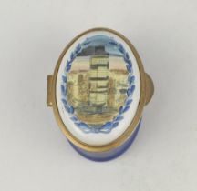 ‘NatWest Bank Trophy Final 1983’. Halcyon Days oval enamelled pill box. The lid with scene of the