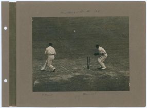‘Middlesex 1911 & 1913’. Three early mono and sepia photographs of Middlesex in match action v