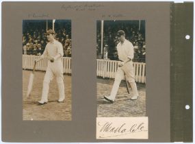 England v Australia. The Oval 1909. Two early original photographs, one of Vernon Ransford, the