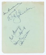 Australia 1948. Album page very nicely signed in ink by five Australians, Don Bradman, Bill