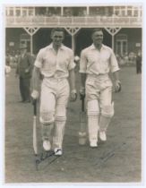 John Richardson and Brian Sellers. Yorkshire v. M.C.C. Scarborough 1936. Original sepia photograph