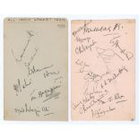 All India tour to England 1936. Two album pages nicely signed in black ink (one in pencil) by twenty