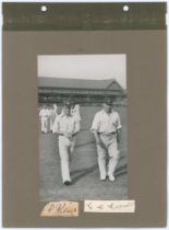 Yorkshire and Middlesex 1911. Two early mono photographs of Yorkshire and Middlesex players, walking