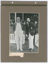 Australia tour to England 1921. Three photograph album pages comprising nine early mono and sepia