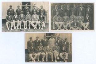 Kent team postcards 1921-1923. Three mono/ sepia real photograph postcards of Kent teams with