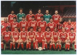 Liverpool F.C. 1987/88. Printed colour photograph of the Liverpool team, standing and seated in