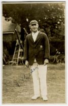 Wilfred Rhodes. Yorkshire & England 1898-1930. Excellent sepia real photograph postcard of Rhodes,