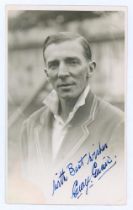 George Vernon Gunn. Nottinghamshire 1928-1950. Early mono real photograph postcard of Gunn, head and