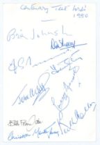 ‘Centenary Test Lord’s 1980’. Small page signed by nine members of the Test Match Special commentary