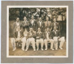 ‘Gentlemen XI v Players 1936’. Large original sepia press photograph of the Gentlemen XI seated