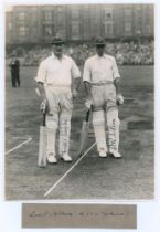 Hopper Levett and Denys Wilcox. Yorkshire v. M.C.C. Scarborough 1937. Original mono photograph of