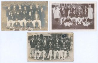 Surrey C.C.C. team postcards 1907-c.1912. Three early mono postcards for Surrey teams depicted