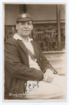 Arthur Staples. Nottinghamshire 1924-1938. Early sepia real photograph postcard of Staples seated