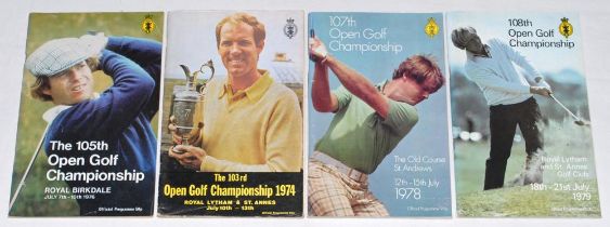 Open Golf Championship 1974- 1979. Four official programmes for the Championships held at Royal