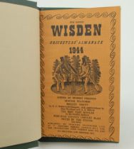 Wisden Cricketers’ Almanack 1944. 81st edition. Bound in dark green boards, with original limp cloth