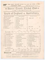 Australia tour to England 1893. ‘South of England v. Australians’. Early original double sided