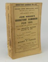 Wisden Cricketers’ Almanack 1910. 47th edition. Original paper wrappers. Some breaking to spine