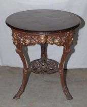 W.G. Grace. Original cast iron circular public house table with circular wooden top, supported by