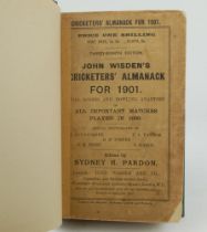 Wisden Cricketers’ Almanack 1901. 38th edition. Bound in dark green boards, with original paper