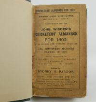 Wisden Cricketers’ Almanack 1902 and 1903. 39th & 40th editions. Bound in dark green boards, with